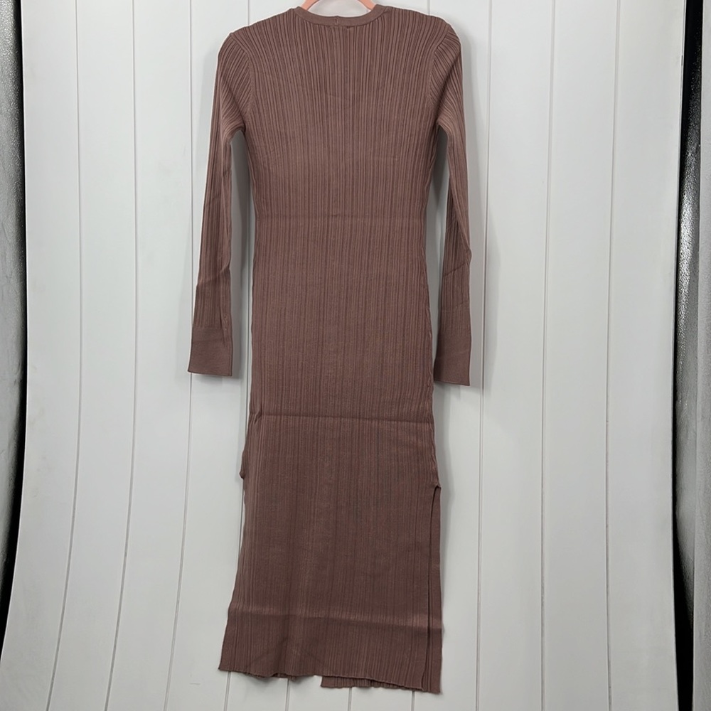 🆕Hem & Thread Ribbed Dress Bodycon Split Sides Button Down Mauve Rose Color - Picture 8 of 8